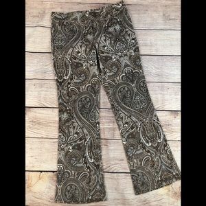 Escada 44 (US 8) paisley corduroy pants flare